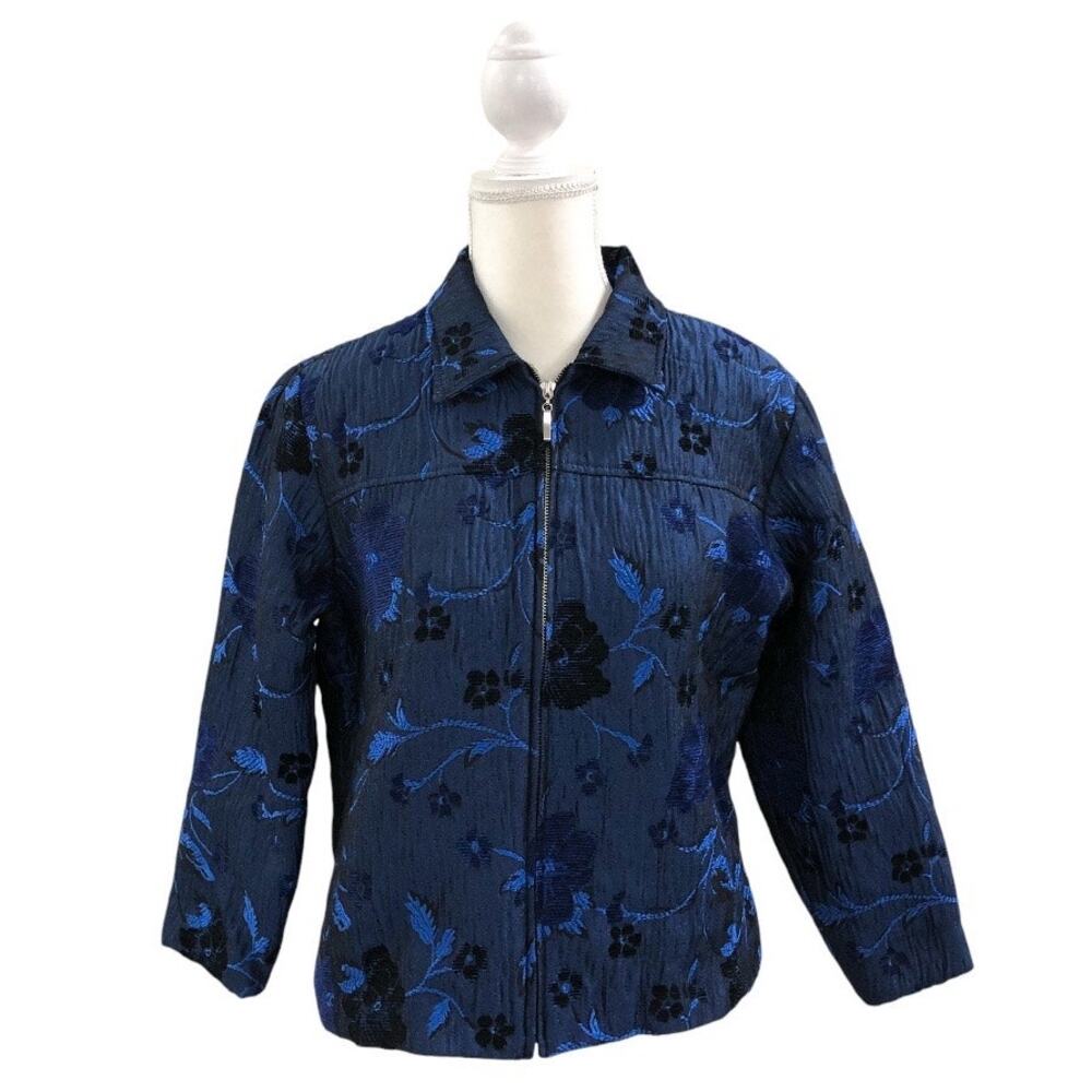Coldwater Creek Blue Brocade Jacket Blazer